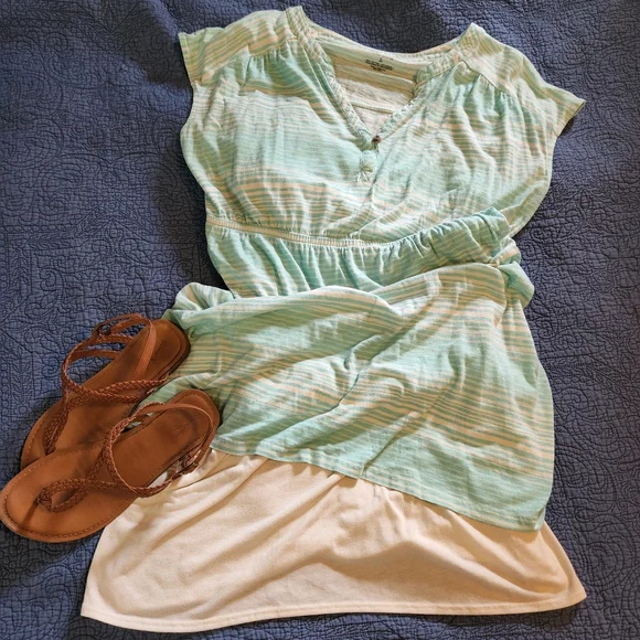 Sonoma aqua striped elastic waist dress - Picture 3 of 3